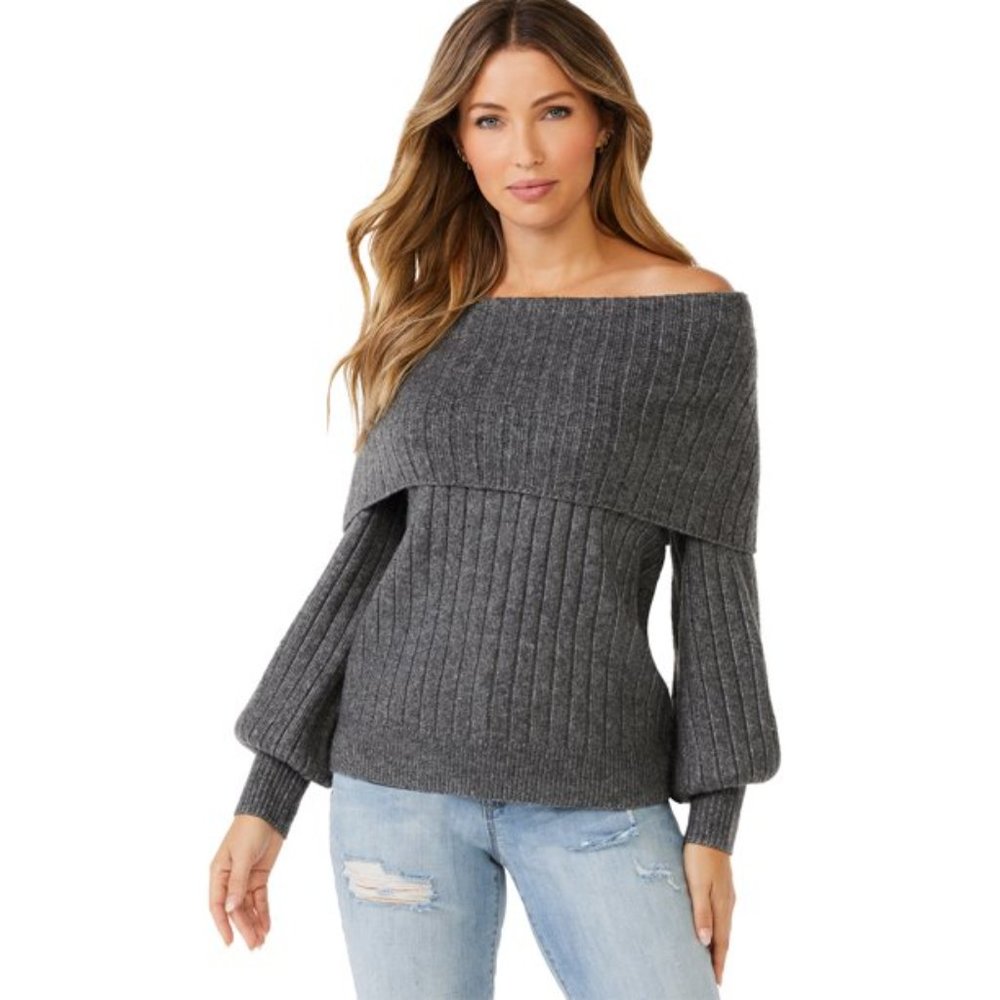 Sofia Jeans by Sofia Vergara Women's Cozy Off-the-Shoulder Sweater